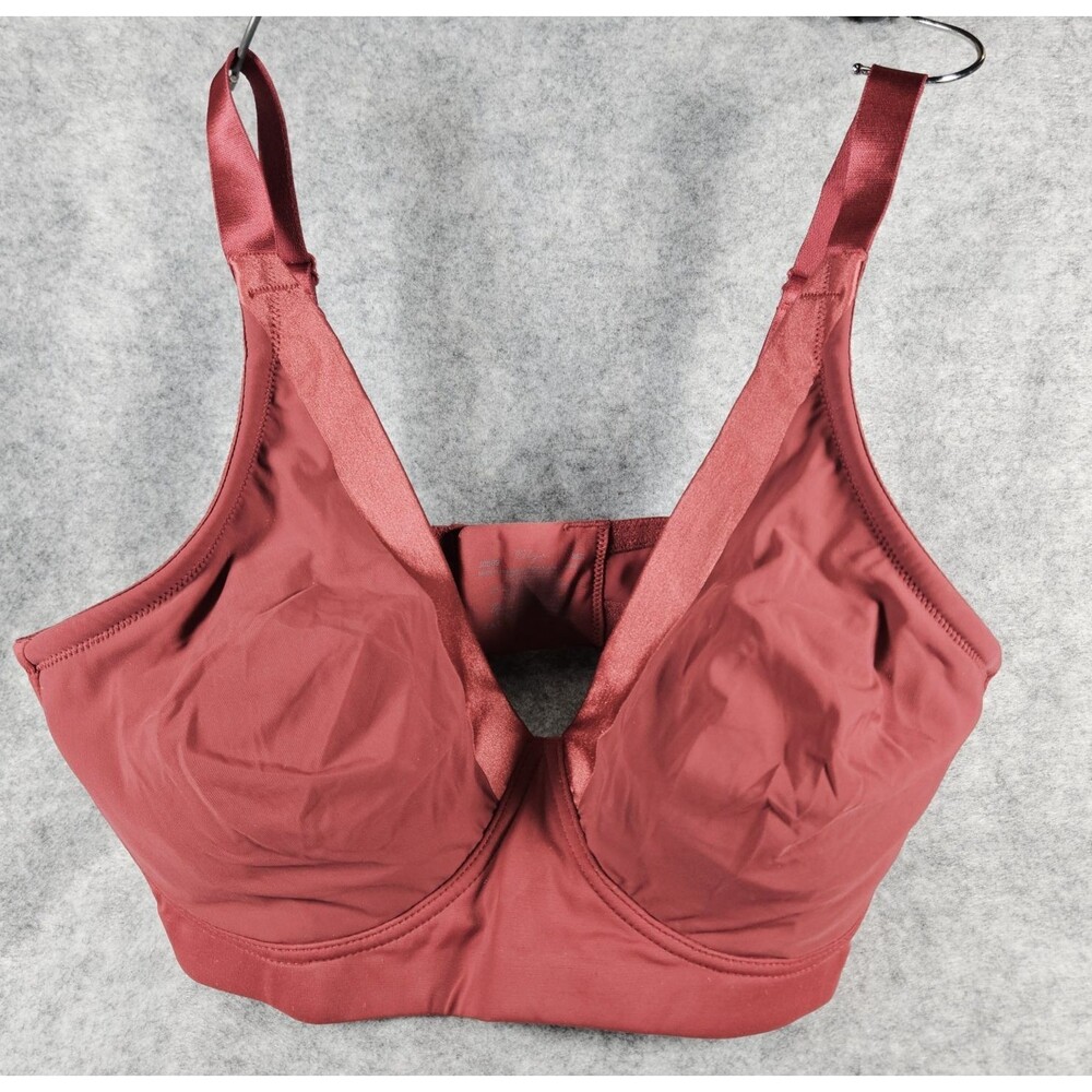 Olga Red Satin Edge T-Shirt Bra 0589 Comfort Classic Lounge‎ Intimates Size 38D